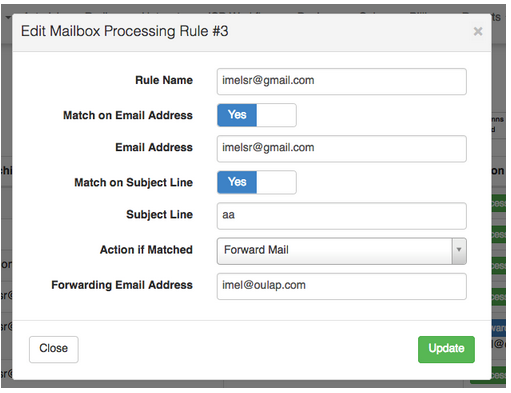 edit mailbox processing log