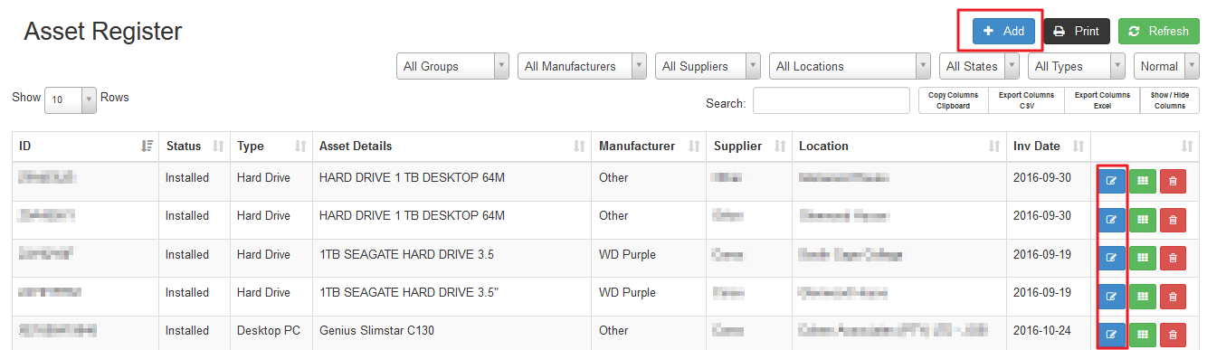 asset register