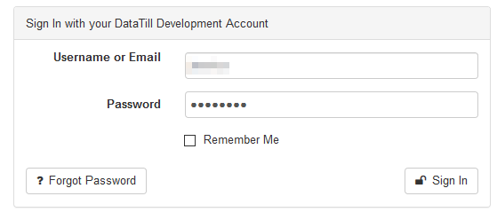 sign in with username or email and password