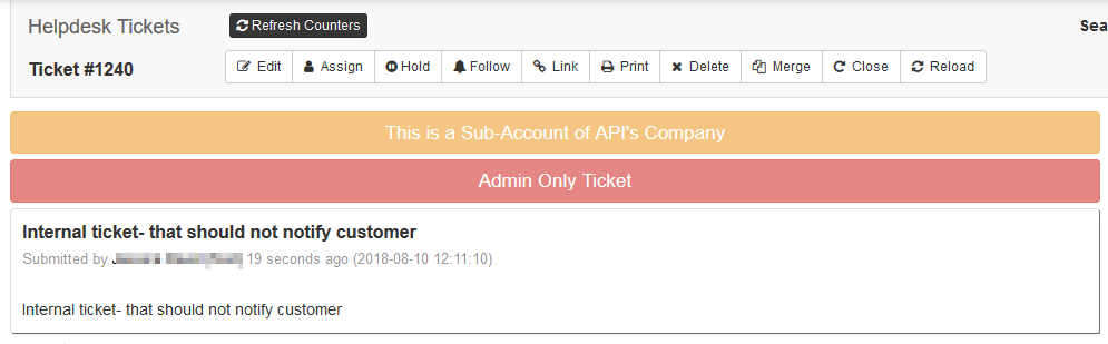 admin only ticket banner