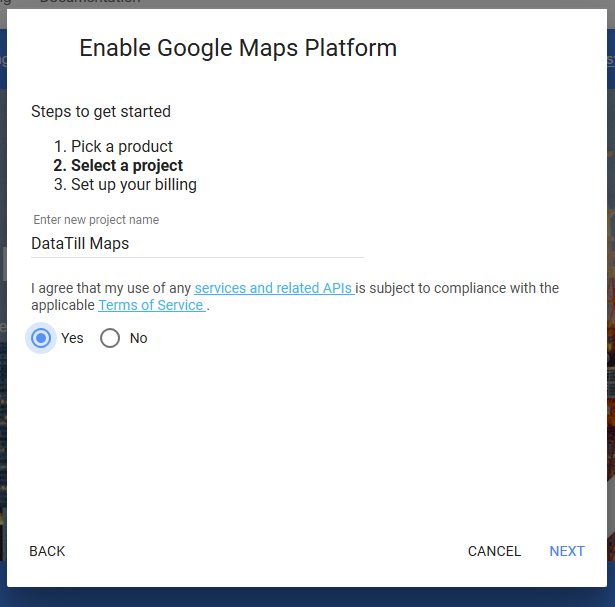 create project datatill maps